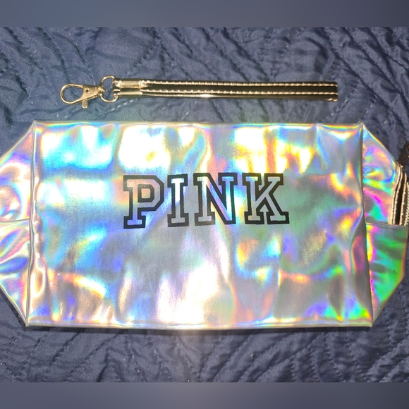 NWOT Colorful Iridescent Makeup Bag PLUS 2 Containers ~NOT VICTORIA'S SECRET. - Picture 3 of 6